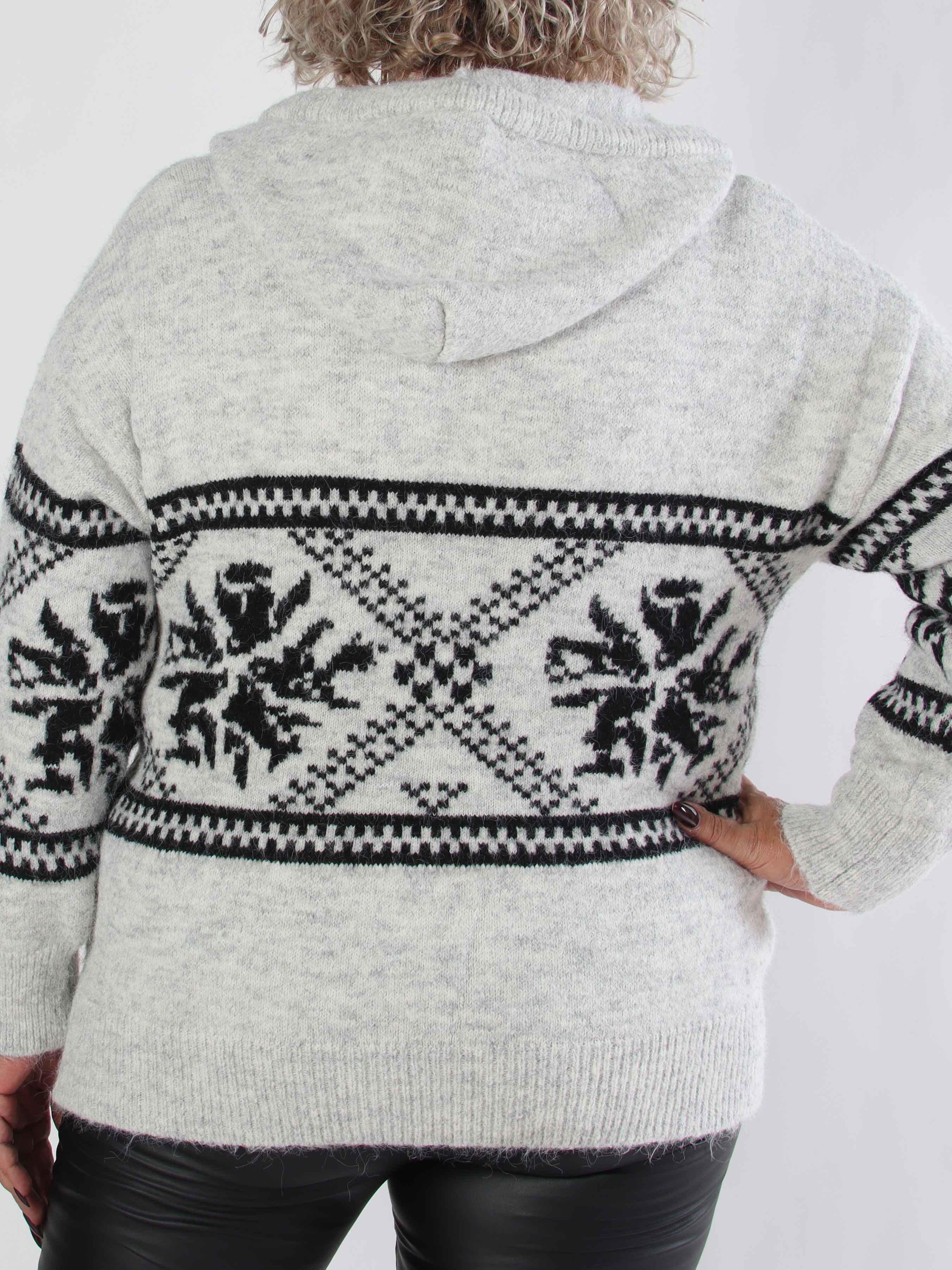 Veni - Hyggelig plus size uldstrik med snøre i udskæringen